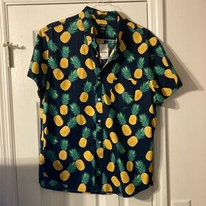 J.Crew Men's Blue Pineapple Print Shirt